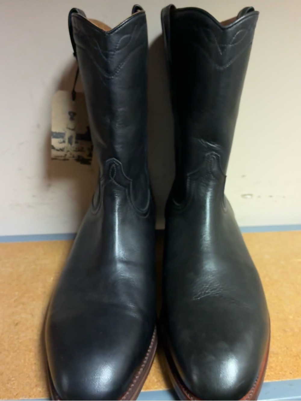 Ranch Road Bexar Black Leather Roper Cowboy Boots Men’s Size 13 Handmade